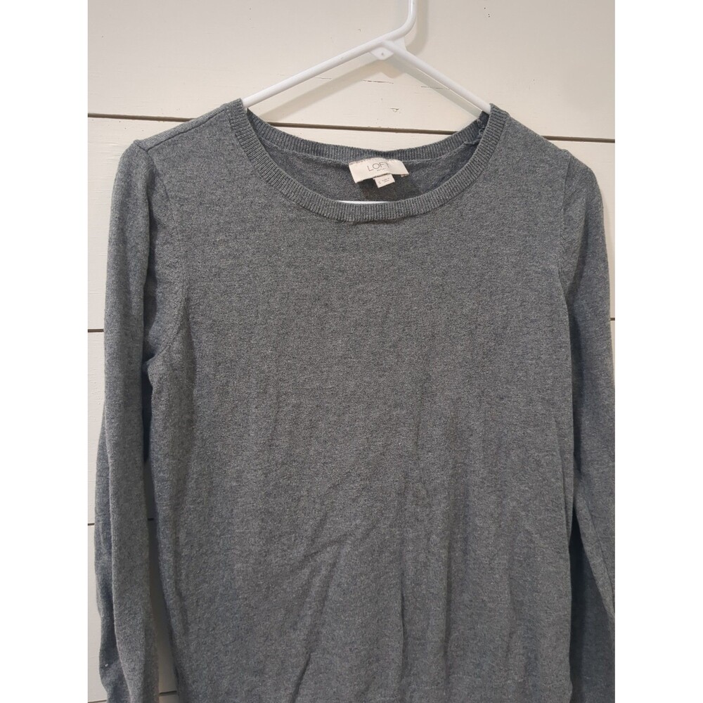 Loft small gray cotton sweater fall winter teen school office cozy